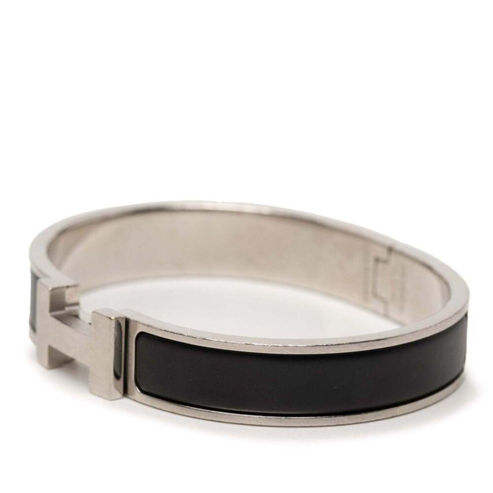Hermes Click H PM Bangle Bracelet, Silver, Black Metal, Women's - Picture 2 of 5
